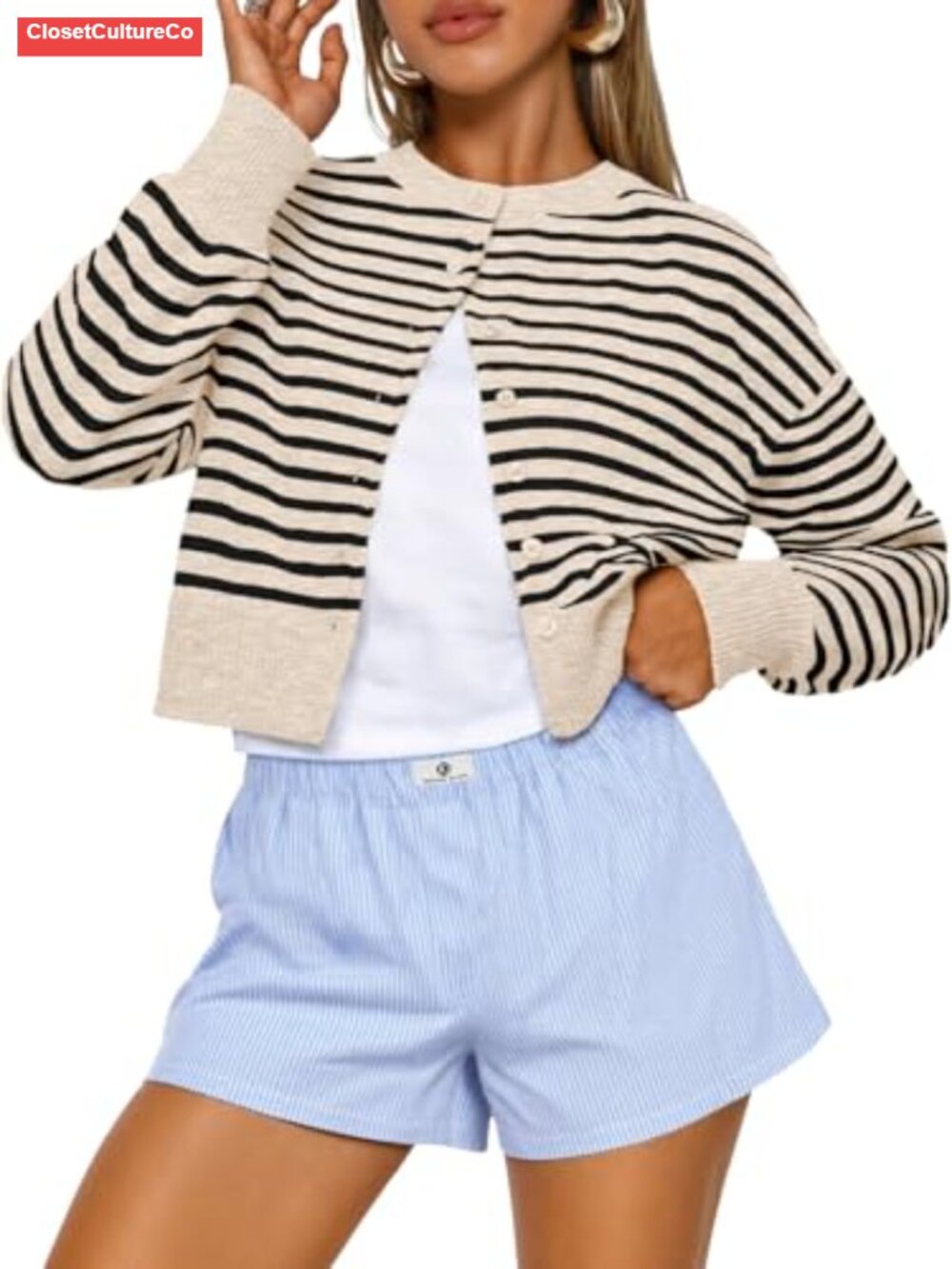 Cropped Cardigan Sweater Women Soft Knit Button Lightweight Layering